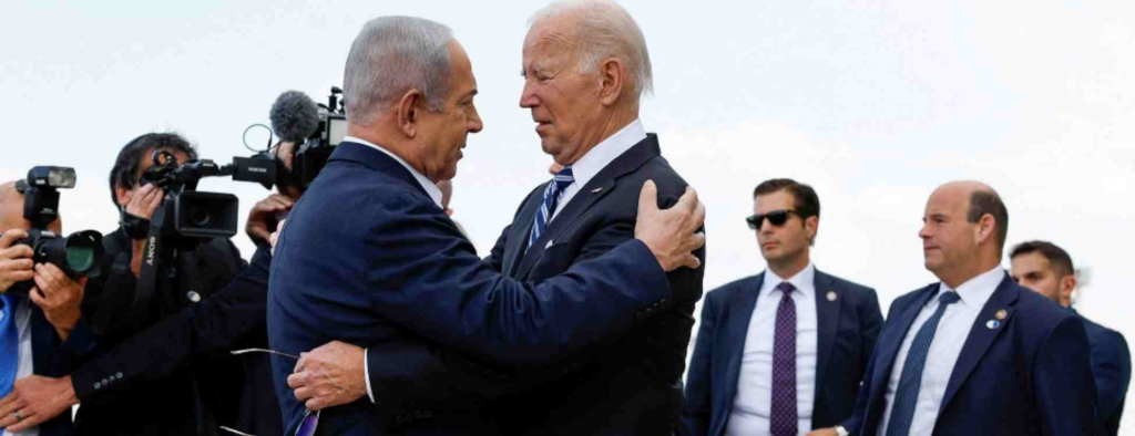 Biden Israilde Netanyahu ile birbirlerine sarildilar 1024x394 1