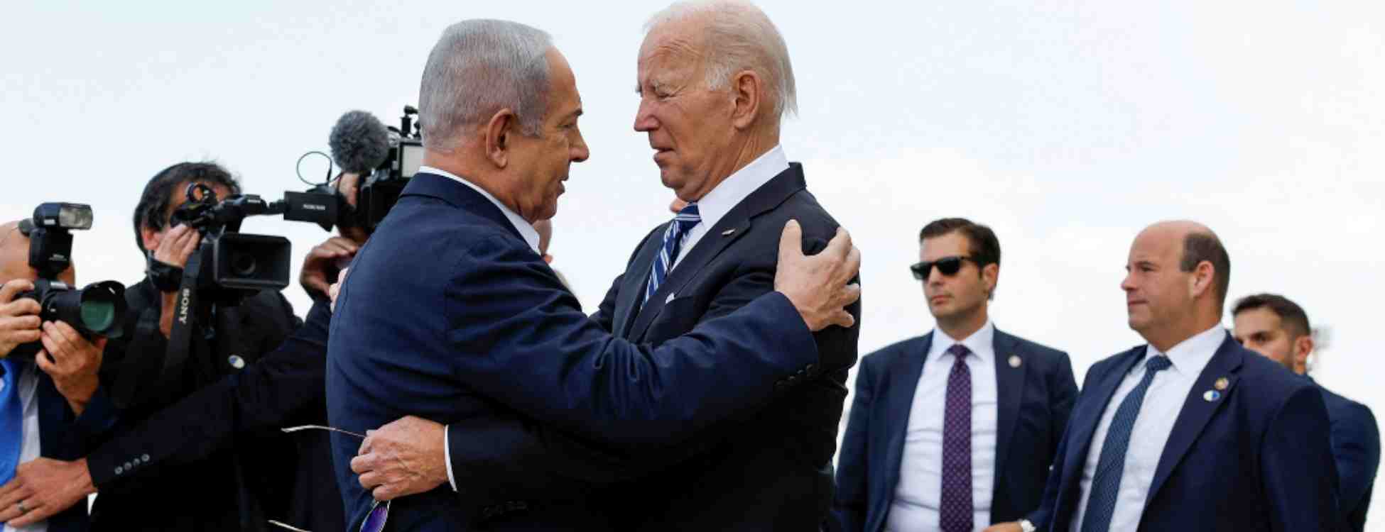 Biden Israilde Netanyahu ile birbirlerine sarildilar